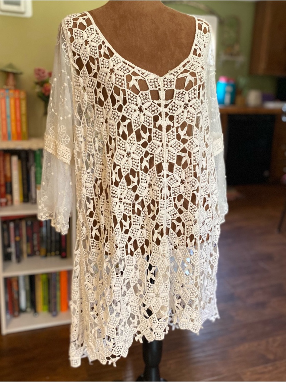 Origami white crochet lace tunic